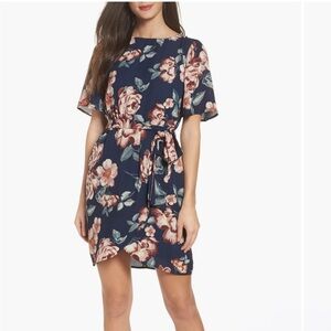 Charles Henry Dress Flutter Sleeve Crew Neck